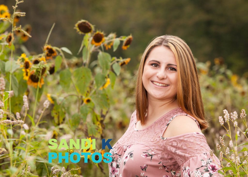 senior pictures in sunflower field